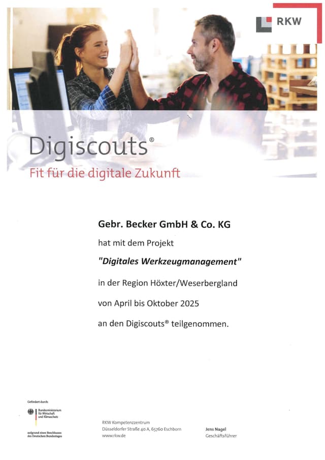 Urkunde Digiscouts-Projekt – Gebrüder Becker